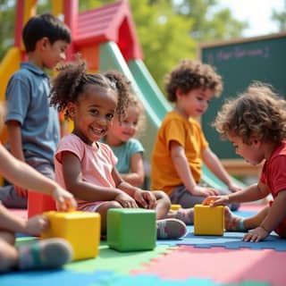 Niños jugando en un parque de una guardería