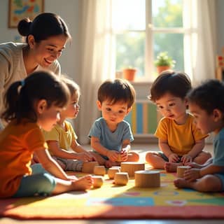 Niños jugando en una guardería española