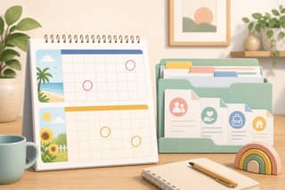 Calendario de julio y agosto con plazos de becas para guardería y escuela infantil