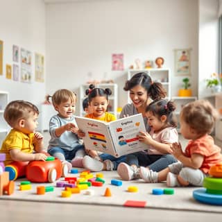 Padres jugando con su hijo en inglés en casa