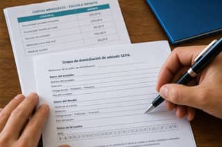 Formulario de domiciliación bancaria SEPA para cuota de guardería con calendario de pagos