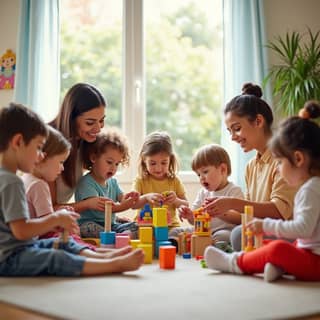 Niños jugando en una guardería española