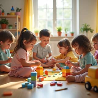 Niños jugando de forma autónoma en una guardería española
