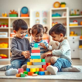 Niños jugando juntos en una guardería española