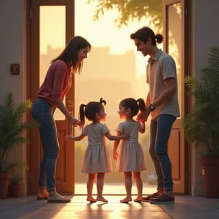 Madres y padres recogiendo a sus hijos de la guardería