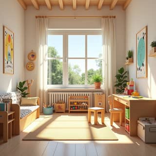 Interior de una guardería moderna y acogedora en España