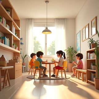 Interior de una guardería moderna y luminosa