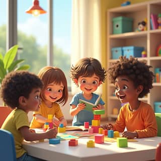 Niños jugando en una guardería