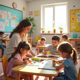 Interior de una guardería moderna y luminosa en España