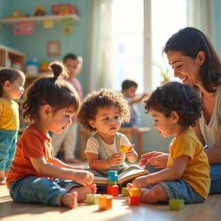 Niños jugando en una guardería española
