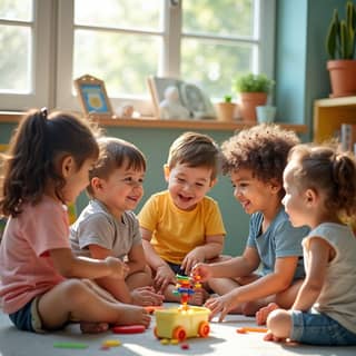 Niños jugando en una guardería española