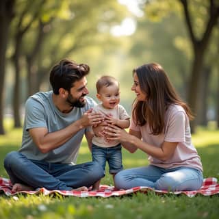 Familia autónoma disfrutando de tiempo juntos
