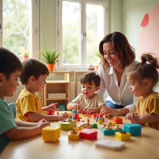 Niños jugando en una guardería española