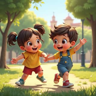Niños jugando en un parque después de comer