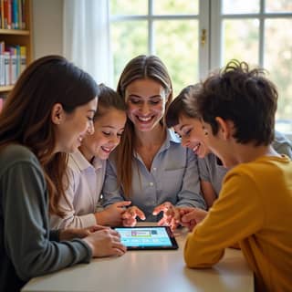 Imagen de educadoras interactuando con padres en una plataforma digital