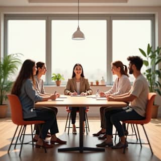 Imagen de una reunión entre educadoras y padres en la guardería