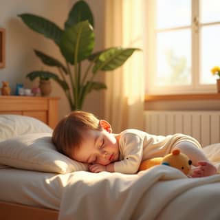 Niño durmiendo la siesta en la guardería
