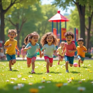 Niños jugando en un parque en España