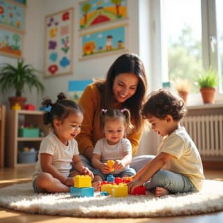 Niños jugando en una guardería española
