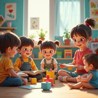 Niños jugando en una guardería española