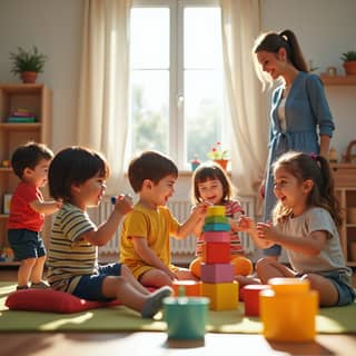Niños jugando libremente en una guardería española