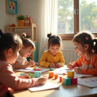 Niños jugando libremente en una guardería española