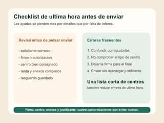 Checklist visual de ultima hora para familias que hoy presentan ayuda o solicitud de escuela infantil.