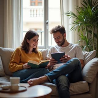 Padres felices disfrutando de tiempo libre gracias a la guardería