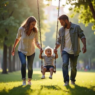 Una familia española disfrutando de un día en el parque