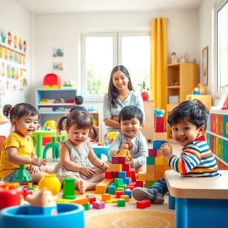 Niños jugando en una guardería española