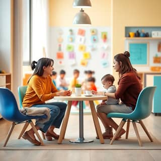 Reunión entre padres y educadores en una guardería