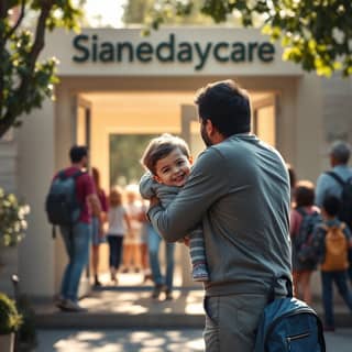 Padre y niño abrazándose