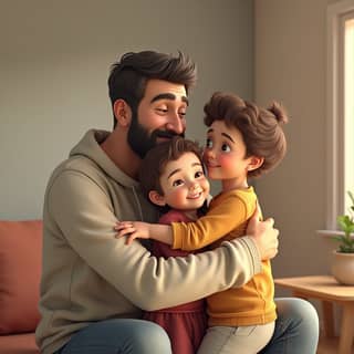 Padre e hijo abrazándose en una guardería