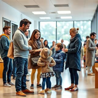Padres recogiendo a sus hijos de la guardería