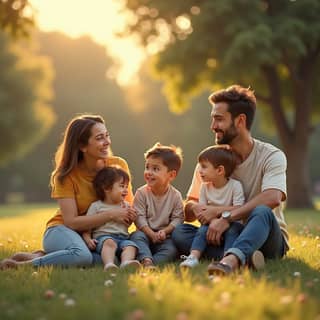 Familia feliz pasando tiempo juntos