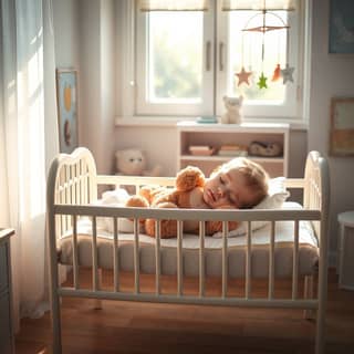 Niño durmiendo plácidamente en una guardería