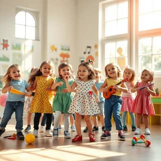 Niños participando en una actividad musical en la guardería