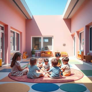 Patio de juegos seguro y estimulante en una guardería