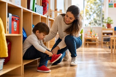 Autonomía antes de septiembre: vestirse, zapatos y baño — lo que conviene practicar en agosto en casa (guía 2026-2027)