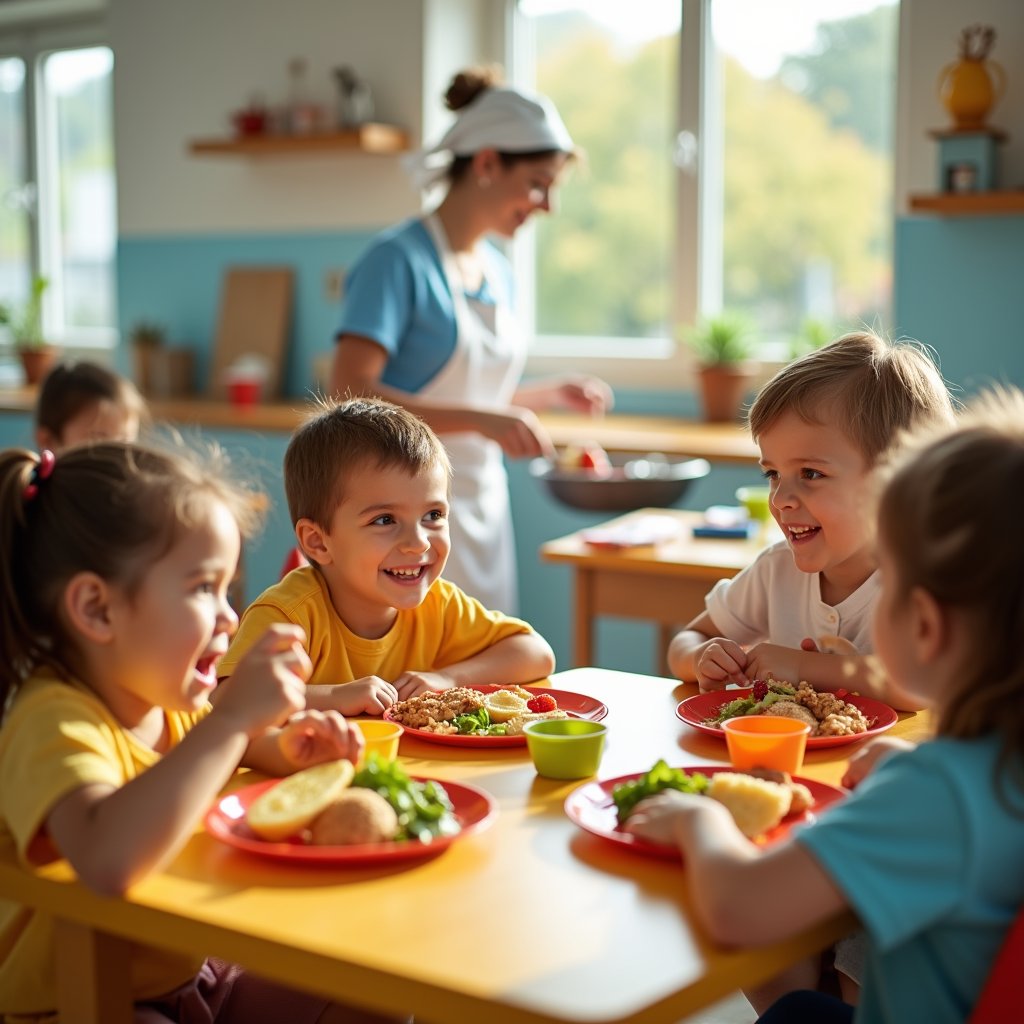 Madre alimentando a su hijo con comida saludable